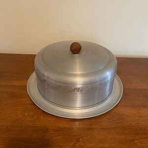 Vintage metal cake stand with lid